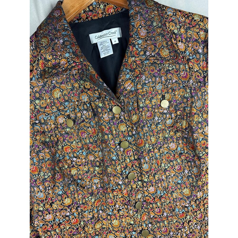 Coldwater Creek Womens sz Medium Floral Tapestry Blazer Jacket Boho Cottagecore